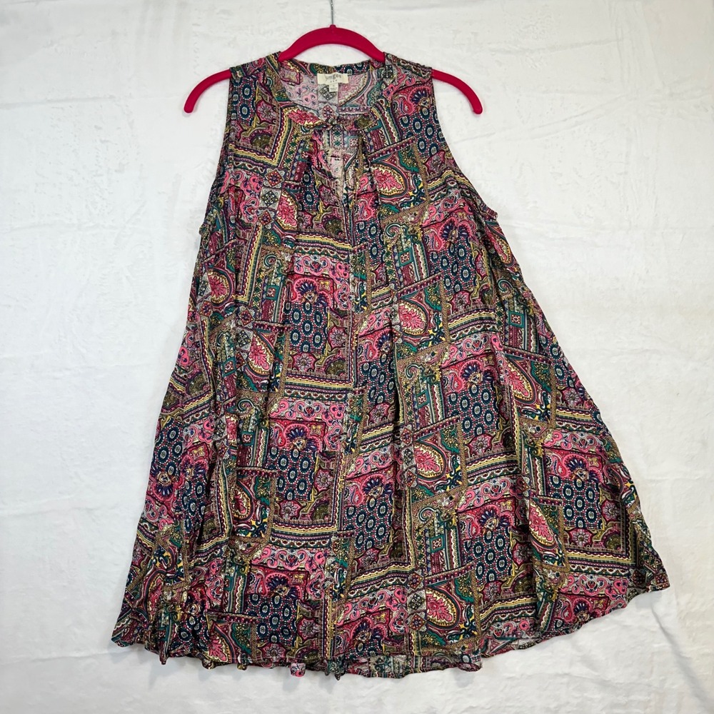 Umgee Sleeveless Paisley Patchwork Top S Multicolor Excellent Boho Women